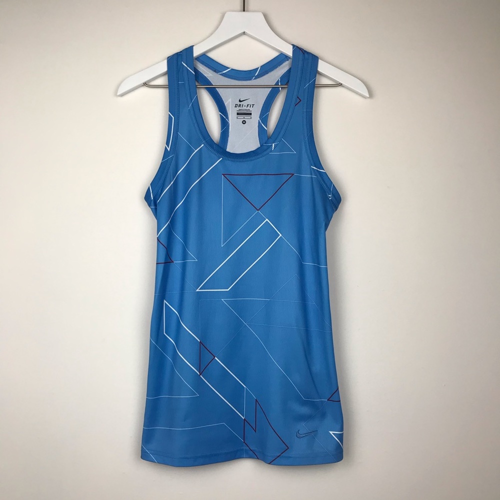 Nike Dri-Fit Blue Geometric Racerback Tank Top